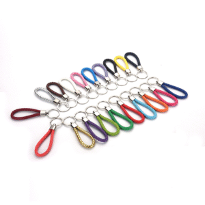 Hand-woven leather cord car keychain