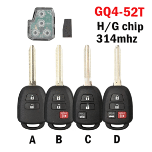 2/3/4 buttons are suitable for Toyota Camry and RAV4 car keys with GQ4-52T 314MHz H/G chip.