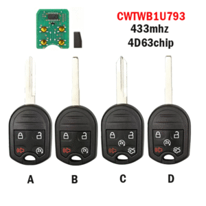 4/5 Button CWTWB1U793 for Ford Remote Car Keys with 433MHz ID63 Chip