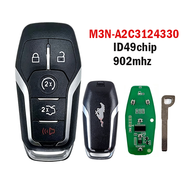 4-Button Compatible with Ford Focus Mustang Remote Key ID49 chip 902M3N-A2C3124330 Key