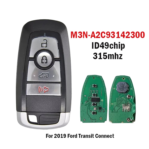 3+1 button compatible with Ford Mustang, Edge, Mondeo, Explorer smart key remote control 315MHz 49chip