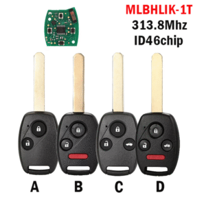 2/3/4 button MLBHLIK-1T compatible with Honda remote car keys, 313.8MHz frequency, ID46 chip.