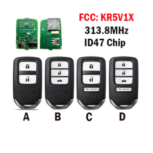 Smart Key Fob KR5V1X 313.8MHz ID47 Chip For Honda Fit HR-V Accord CR-V City Crosstour 2014-2018