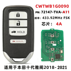 FCC:CWTWB1G0090 Applicable to Honda Accord 10th Generation 2018-2021 Smart Car Key Remote Control 72147-TVA-A11