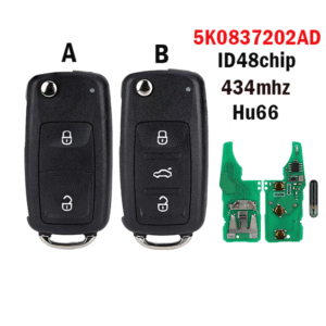 2/3-button non-smart remote control for Volkswagen 5K0837202AD car key with ID48 chip 434MHz