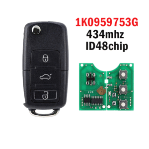 3button compatibility with Volkswagen 1K0959753G car folding remote control (not intelligent), 434MHz ID48 chip.