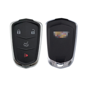 Cadillac 4 button smart key card shell with blade and battery clamp with Shield logo