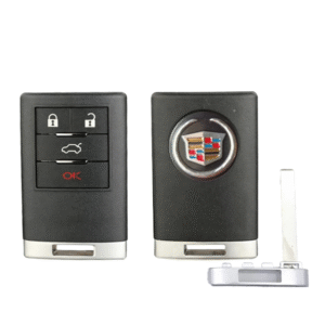 Cadillac 4 button smart key card shell with blade and battery clamp