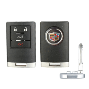 Cadillac 4 button smart key card shell with blade and battery clamp