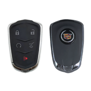 Cadillac 5 button smart key card shell with blade and battery clamp with Round logo