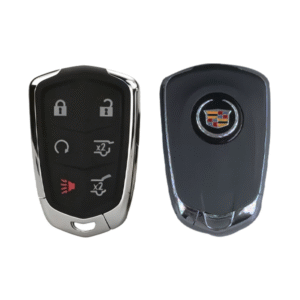 Cadillac 6 button smart key card shell with blade and battery clamp with Round logo