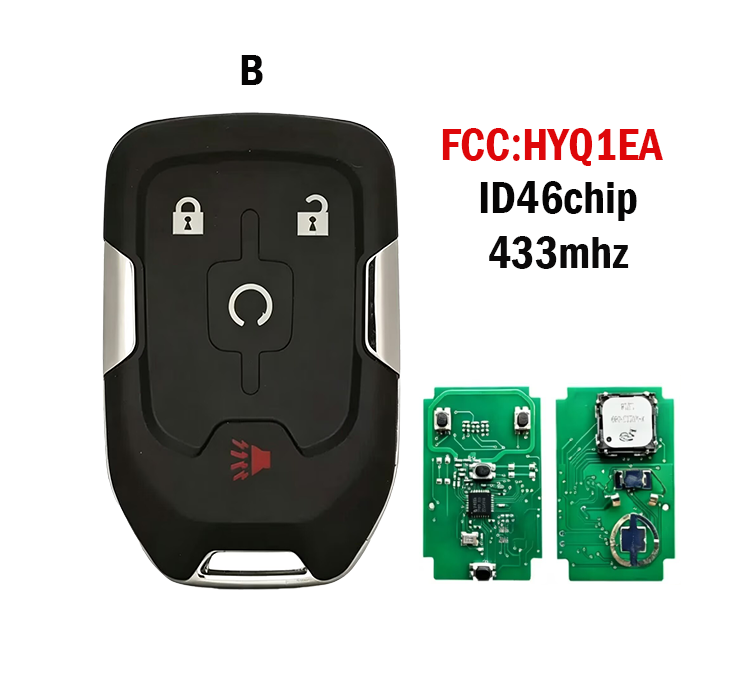 3/4/5/6-Button Smart Key for Chevrolet/GMC, Chip 46, 433MHz, HYQ1EA