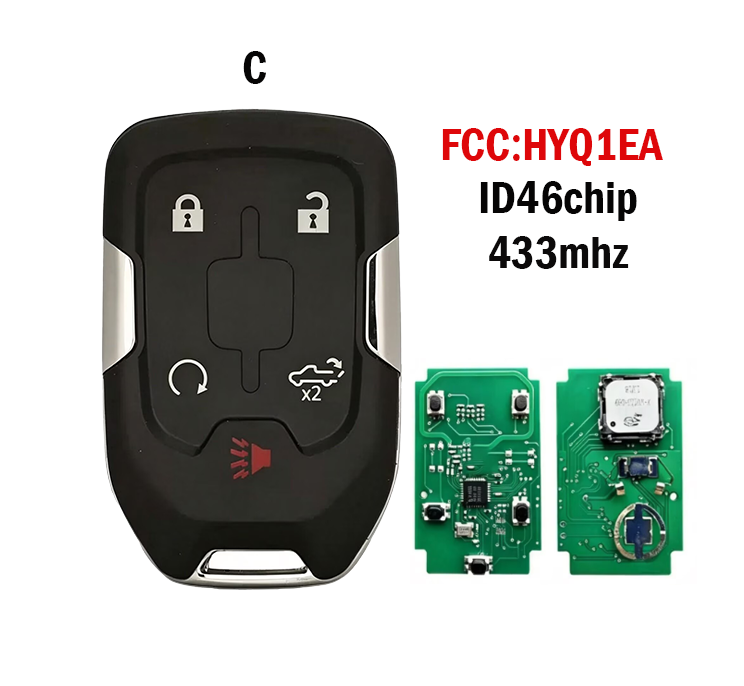 3/4/5/6-Button Smart Key for Chevrolet/GMC, Chip 46, 433MHz, HYQ1EA