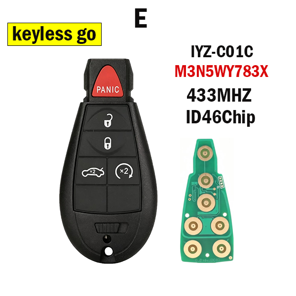 Keyless go-3/4/5/6/7Buttons Remote Key Fobik Card For Jeep Chrysler Dodge With ID46 Chip FCC:M3N5WY783X - Image 8