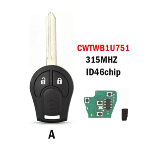 2button CWTWB1U751 is compatible with Nissan remote car keys 315MHZ ID46CHIP straight key