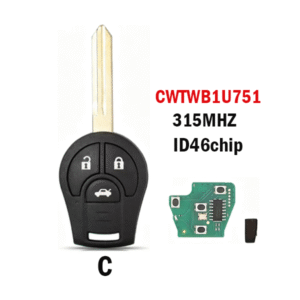 3 button CWTWB1U751 is compatible with Nissan remote car keys 315MHZ ID46CHIP straight key
