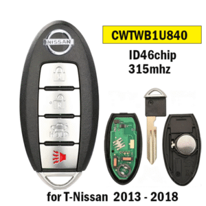 4-button CWTWB1U840 compatible with smart card key remote control, 315MHz, chip ID46 PCF7952
