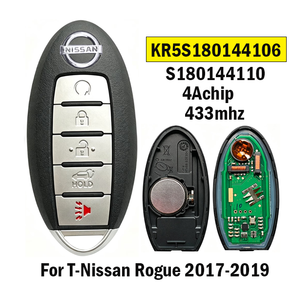 6-Button KR5S180144106 for Nissan Rogue Remote Key 4Achip 433MHz Smart for Rogue 2017-2019