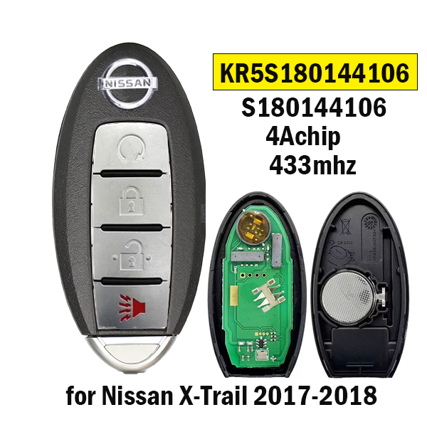 4-Button KR5S180144106 for Nissan X-Trail 2014-2016 Remote Key 4Achip 433MHz