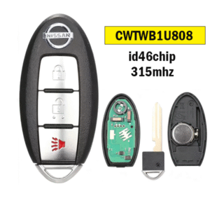 3-Button CWTWB1U808 Remote Car Key for Nissan (315MHz, ID46 Chip)