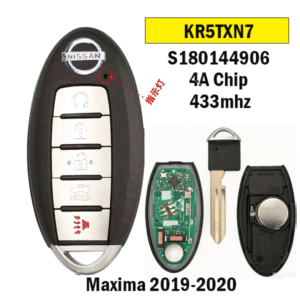 5Buttons Smart Key Fob 433MHz 4A Chip KR5TXN7 S180144906 For T-Nissan Maxima 2019-2020