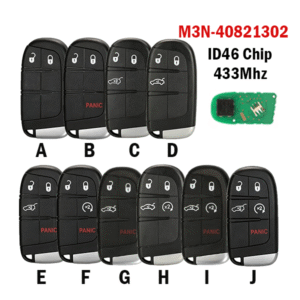 2/3/4/5Buttons M3N-40821302  433Mhz ID46 Chip Remote Car Key Fob For DODGE/ Chrysler/ JEEP